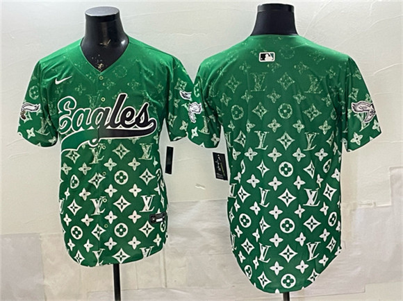 Philadelphia Eagles Blank Green With Patch Limited Stitched Baseball Jersey