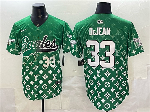 Philadelphia Eagles #33 Cooper DeJean Green With Patch Limited Stitched Baseball Jersey