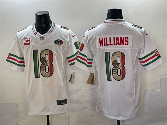 Chicago Bears #18 Caleb Williams White Mexico F.U.S.E. With 2-star C Patch And VMH Patch Throwback Stitched Football Jersey Chicago Bears #18 Caleb Williams White Mexico F.U.S.E. With 2-star C Patch And VMH Patch Throwback Stitched Football Jersey
