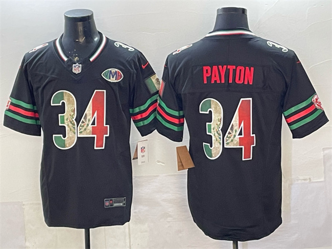 Chicago Bears #34 Walter Payton Black Mexico F.U.S.E. With VMH Patch Stitched Football Jersey Chicago Bears #34 Walter Payton Black Mexico F.U.S.E. With VMH Patch Stitched Football Jersey