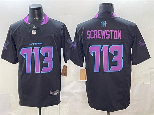 Houston Texans #713 Screwston Black F.U.S.E. 2025 DJ SCREW Vapor Limited Stitched Football Jersey Houston Texans #713 Screwston Black F.U.S.E. 2025 DJ SCREW Vapor Limited Stitched Football Jersey