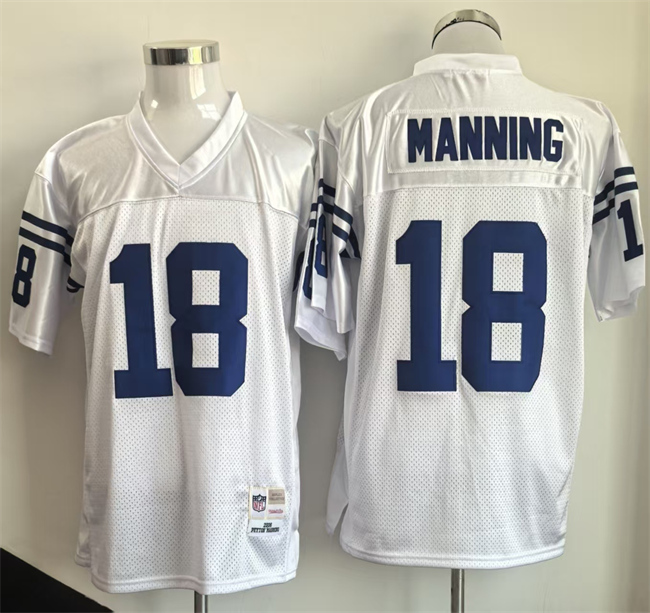 Indianapolis Colts #18 Peyton Manning White Throwback Stitched Football Jersey Indianapolis Colts #18 Peyton Manning White Throwback Stitched Football Jersey