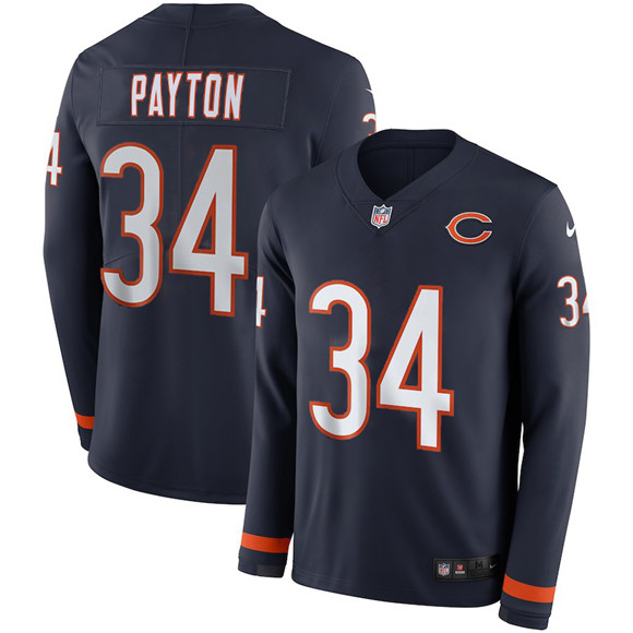 Chicago Bears #34 Walter Payton Navy Therma Long Sleeve Stitched Jersey Chicago Bears #34 Walter Payton Navy Therma Long Sleeve Stitched Jersey