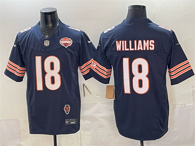 Chicago Bears #18 Caleb Williams Navy F.U.S.E. 2025 NFC North Champions & Illinois Patch Stitched Football Jersey Chicago Bears #18 Caleb Williams Navy F.U.S.E. 2025 NFC North Champions & Illinois Patch Stitched Football Jersey