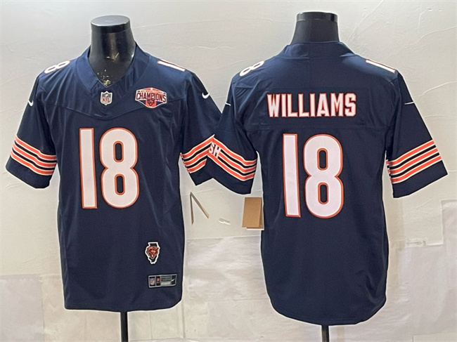 Chicago Bears #18 Caleb Williams Navy F.U.S.E. 2025 NFC North Division Champions & Illinois Patch Stitched Football Jersey Chicago Bears #18 Caleb Williams Navy F.U.S.E. 2025 NFC North Division Champions & Illinois Patch Stitched Football Jersey