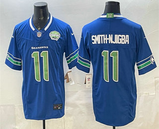 Seattle Seahawks #11 Jaxon Smith-Njigba Royal FUSE 2025 NFC West Champions Patch Limited Stitched Jersey Seattle Seahawks #11 Jaxon Smith-Njigba Royal FUSE 2025 NFC West Champions Patch Limited Stitched Jersey
