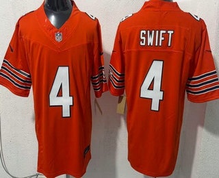 Chicago Bears #4 D'Andre Swift Limited Orange FUSE Vapor Jersey Chicago Bears #4 D'Andre Swift Limited Orange FUSE Vapor Jersey