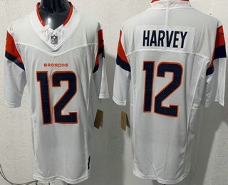 Denver Broncos #12 Rj Harvey Limited White FUSE Vapor Jersey Denver Broncos #12 Rj Harvey Limited White FUSE Vapor Jersey