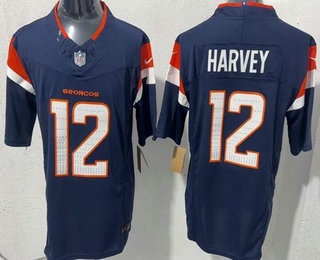 Denver Broncos #12 Rj Harvey Limited Navy FUSE Vapor Jersey Denver Broncos #12 Rj Harvey Limited Navy FUSE Vapor Jersey