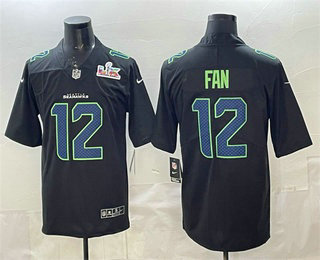 Seattle Seahawks #12 Fan Limited Black Super Bowl LX Fashion Vapor Jersey Seattle Seahawks #12 Fan Limited Black Super Bowl LX Fashion Vapor Jersey
