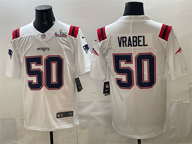 New England Patriots #50 Mike Vrabel White With Super Bowl LX Patch Vapor Limited Stitched Football Jersey