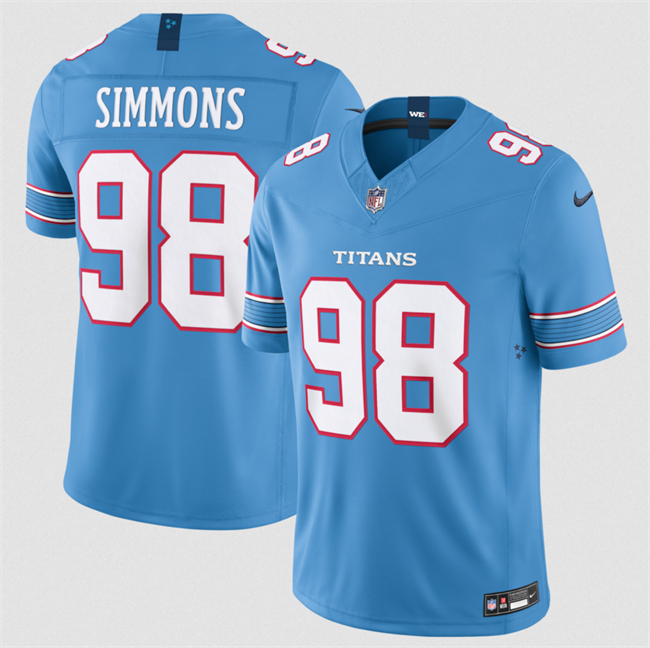 Tennessee Titans #98 Jeffery Simmons Light Blue 2026 F.U.S.E. Vapor Limited Stitched Football Jersey Tennessee Titans #98 Jeffery Simmons Light Blue 2026 F.U.S.E. Vapor Limited Stitched Football Jersey
