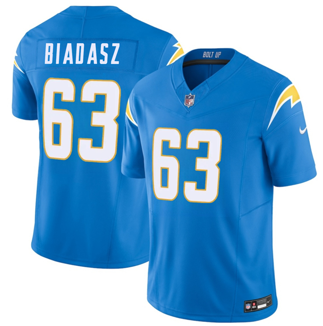 Los Angeles Chargers #63 Tyler Biadasz Blue 2026 F.U.S.E. Vapor Limited Stitched Football Jersey Los Angeles Chargers #63 Tyler Biadasz Blue 2026 F.U.S.E. Vapor Limited Stitched Football Jersey