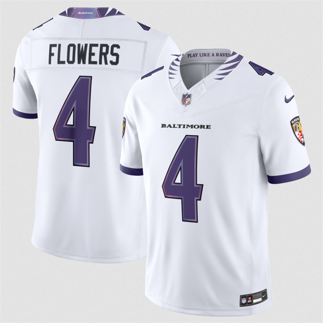 Baltimore Ravens #4 Zay Flowers White 2026 F.U.S.E. Vapor Stitched Limited Football Jersey