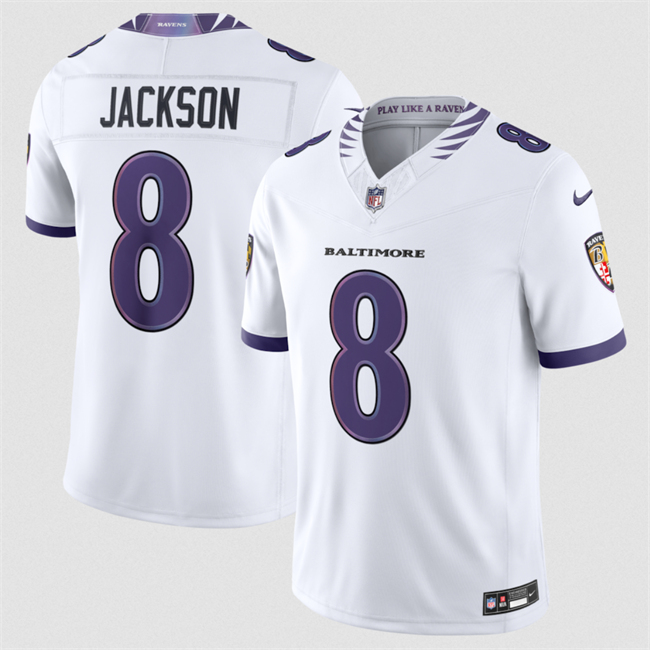 Baltimore Ravens #8 Lamar Jackson White 2026 F.U.S.E. Vapor Stitched Limited Football Jersey