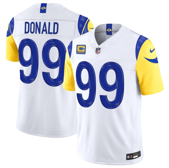 Los Angeles Rams #99 Aaron Donald White 2026 F.U.S.E. 4- Star C Patch Vapor Limited Football Stitched Jersey