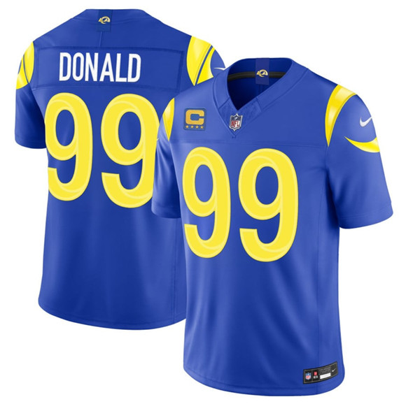 Los Angeles Rams #99 Aaron Donald Royal 2026 F.U.S.E. With 4- Star C Patch Vapor Limited Football Stitched Jersey