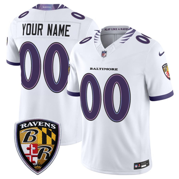 Baltimore Ravens Active Player Custom White 2026 F.U.S.E. Vapor Limited Football Stitched Jersey