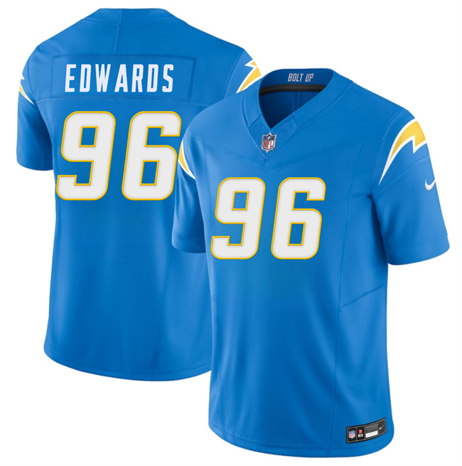 Los Angeles Chargers #96 TeRah Edwards Blue 2026 F.U.S.E. Vapor Limited Football Stitched Jersey Los Angeles Chargers #96 TeRah Edwards Blue 2026 F.U.S.E. Vapor Limited Football Stitched Jersey