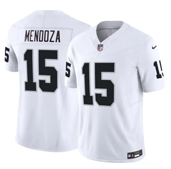 Las Vegas Raiders #15 Fernando Mendoza White 2026 Draft F.U.S.E. Vapor Untouchable Limited Football Stitched Jersey Las Vegas Raiders #15 Fernando Mendoza White 2026 Draft F.U.S.E. Vapor Untouchable Limited Football Stitched Jersey