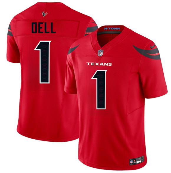 Houston Texans #1 Tank Dell Red 2024 Alternate Vapor F.U.S.E. Limited Football Stitched Jersey