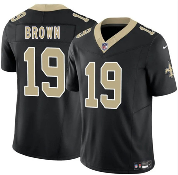New Orleans Saints #19 Barion Brown Black 2026 Draft F.U.S.E Vapor Limited Football Stitched Jersey