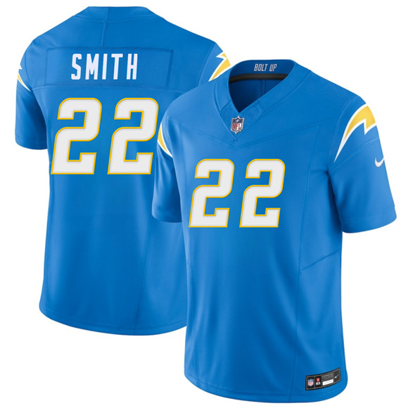 Los Angeles Chargers #22 Genesis Smith Blue 2026 F.U.S.E. Vapor Limited Football Stitched Jersey