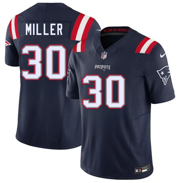 New England Patriots #30 Jam Miller Navy 2026 Draft F.U.S.E. Vapor Limited Football Stitched Jersey