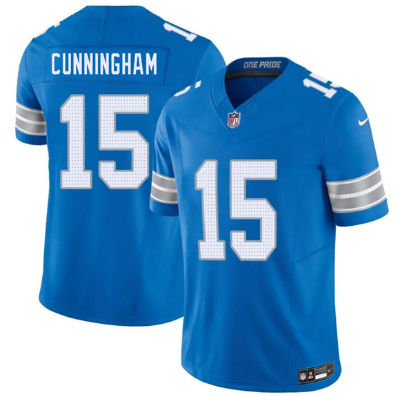 Detroit Lions #15 Malik Cunningham Blue 2026 F.U.S.E. Vapor Limited Football Stitched Game Jersey