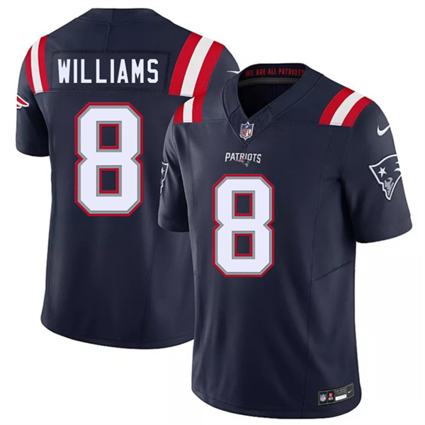 New England Patriots #8 Kyle Williams Navy 2026 F.U.S.E. Vapor Limited Football Stitched Jersey