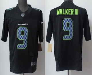 Seattle Seahawks #9 Kenneth Walker III Limited Black Fashion FUSE Vapor Jersey