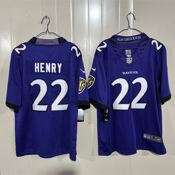 Baltimore Ravens #22 Derrick Henry Purple 2026 Alternate Vapor Limited Football Stitched Jersey Baltimore Ravens #22 Derrick Henry Purple 2026 Alternate Vapor Limited Football Stitched Jersey
