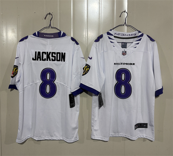 Baltimore Ravens #8 Lamar Jackson White 2026 Alternate Vapor Limited Football Stitched Jersey