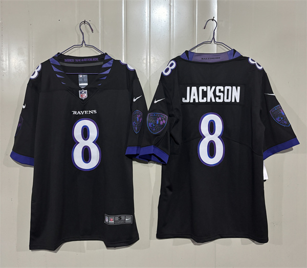 Baltimore Ravens #8 Lamar Jackson Black 2026 Alternate Vapor Limited Football Stitched Jersey