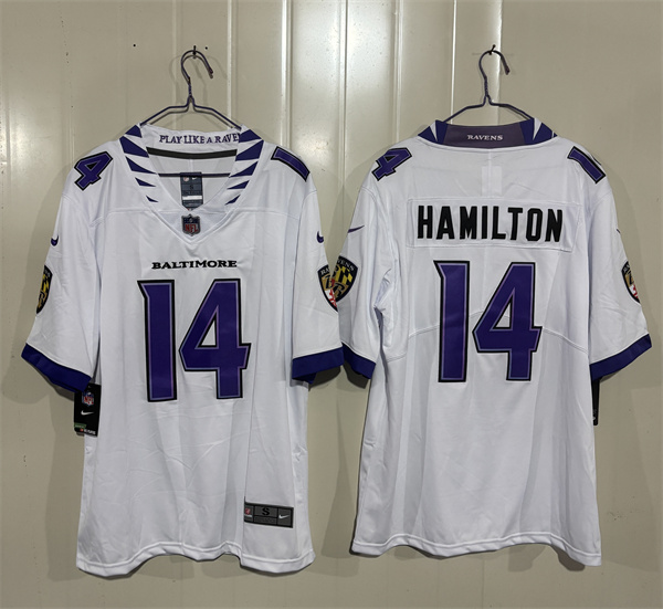 Baltimore Ravens #14 Kyle Hamilton White 2026 Alternate Vapor Limited Football Stitched Jersey