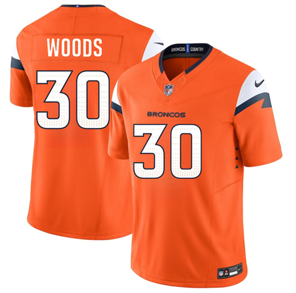 Denver Broncos #30 Mike Woods Orange 2026 F.U.S.E. Vapor Limited Football Stitched Jersey