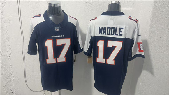 Denver Broncos #17 Jaylen Waddle Navy White 2026 Vapor Limited Football Stitched Jersey