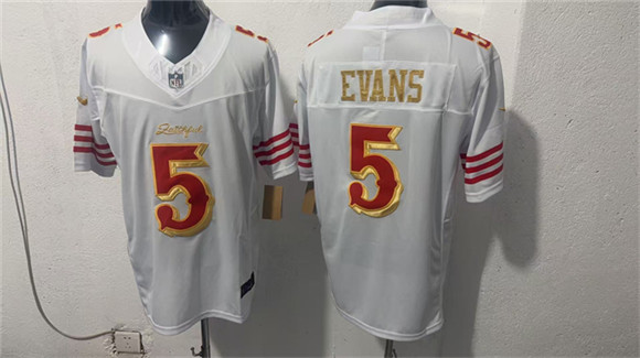 San Francisco 49ers #5 Mike Evans White Gold 2026 F.U.S.E. ??Rivalries?? Vapor Limited Football Stitched Jersey