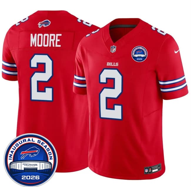 Buffalo Bills #2 D.J. Moore Red F.U.S.E. 2026 Inaugural Season at Highmark Stadium Football Stitched Jersey