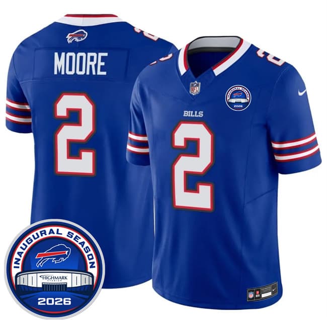 Buffalo Bills #2 D.J. Moore Blue F.U.S.E. 2026 Inaugural Season at Highmark Stadium Football Stitched Jersey
