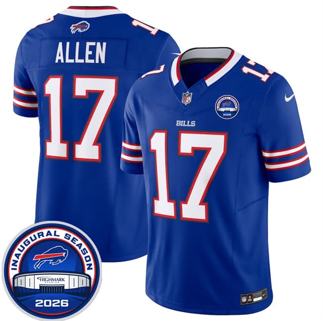 Buffalo Bills #17 Josh Allen Blue F.U.S.E. 2026 Inaugural Season at Highmark Stadium Football Stitched Jersey Buffalo Bills #17 Josh Allen Blue F.U.S.E. 2026 Inaugural Season at Highmark Stadium Football Stitched Jersey