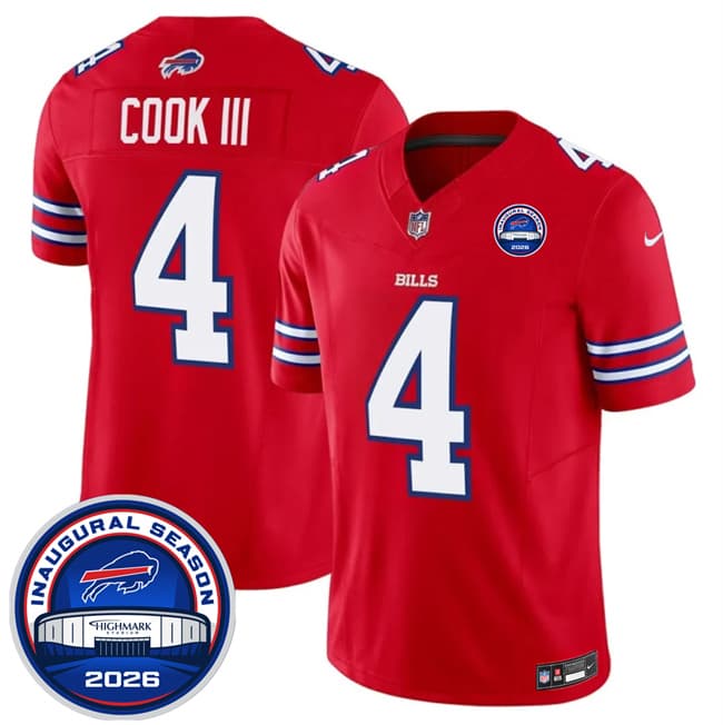 Buffalo Bills #4 James Cook III Red F.U.S.E. 2026 Inaugural Season at Highmark Stadium Football Stitched Jersey