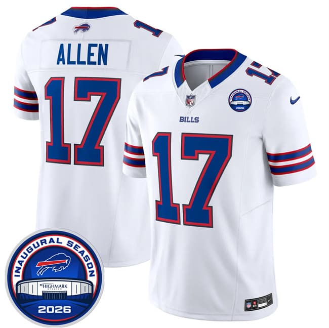 Buffalo Bills #17 Josh Allen White F.U.S.E. 2026 Inaugural Season at Highmark Stadium Football Stitched Jersey Buffalo Bills #17 Josh Allen White F.U.S.E. 2026 Inaugural Season at Highmark Stadium Football Stitched Jersey