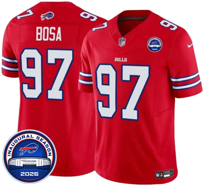 Buffalo Bills #97 Joey Bosa Red F.U.S.E. 2026 Inaugural Season at Highmark Stadium Football Stitched Jersey