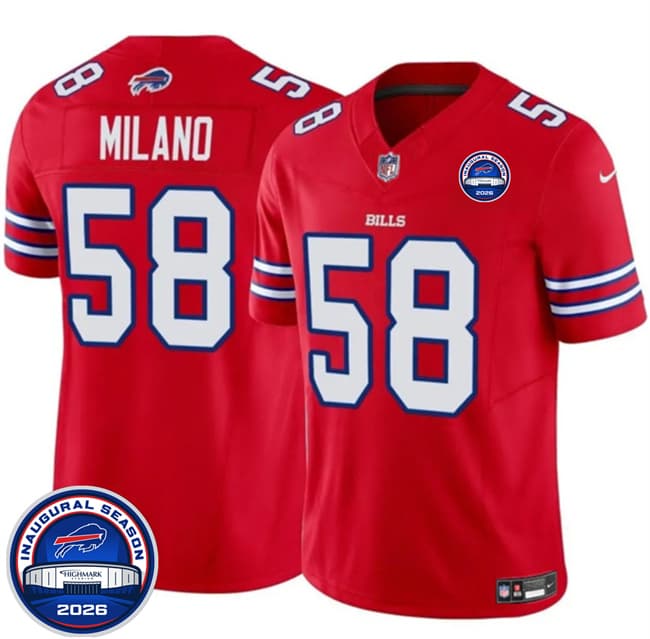Buffalo Bills #58 Matt Milano Red F.U.S.E. 2026 Inaugural Season at Highmark Stadium Football Stitched Jersey