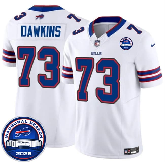 Buffalo Bills #73 Dion Dawkins White F.U.S.E. 2026 Inaugural Season at Highmark Stadium Football Stitched Jersey