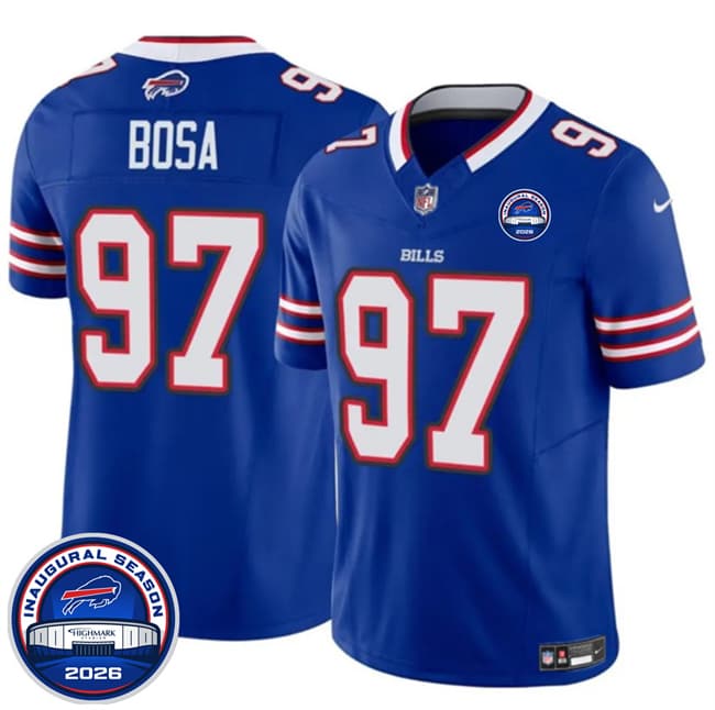 Buffalo Bills #97 Joey Bosa Blue F.U.S.E. 2026 Inaugural Season at Highmark Stadium Football Stitched Jersey