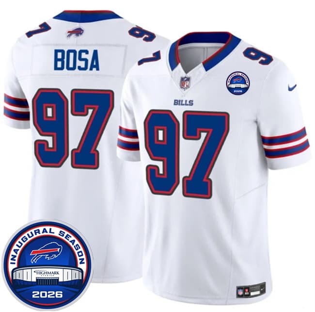 Buffalo Bills #97 Joey Bosa White F.U.S.E. 2026 Inaugural Season at Highmark Stadium Football Stitched Jersey