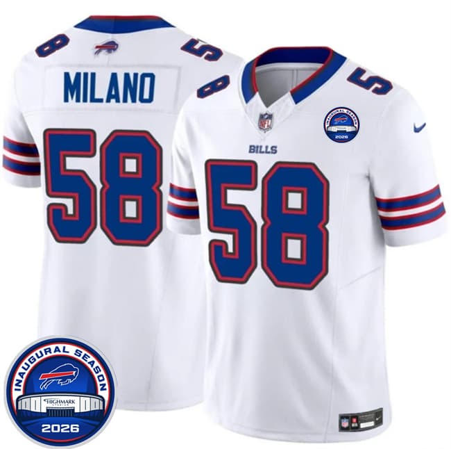Buffalo Bills #58 Matt Milano White F.U.S.E. 2026 Inaugural Season at Highmark Stadium Football Stitched Jersey