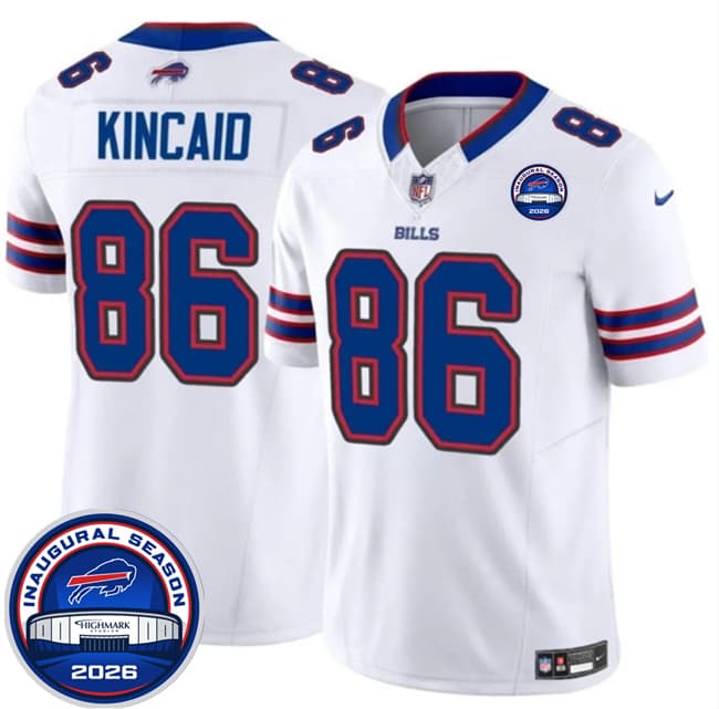 Buffalo Bills #86 Dalton Kincaid White F.U.S.E. 2026 Inaugural Season at Highmark Stadium Football Stitched Jersey